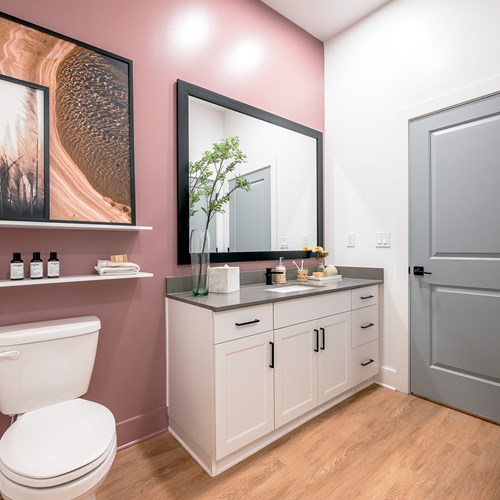 staged and decorated bathroom