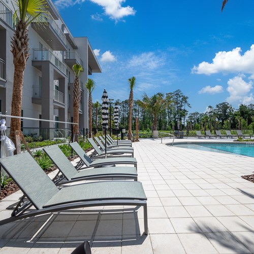 Pool deck and lounge chairs